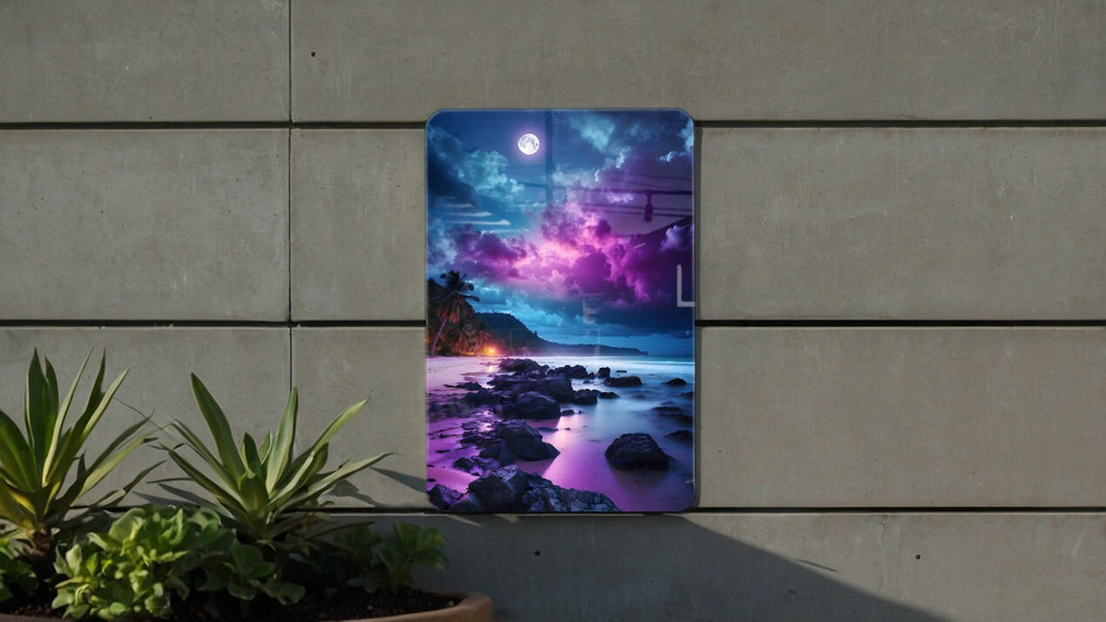 Colorful Galaxy Beach Art Metal Sign - Cosmic Seaside, Space Decor, Starry Shore, Sci-Fi Ocean, Astral Sand