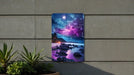 Colorful Galaxy Beach Art Metal Sign - Cosmic Seaside, Space Decor, Starry Shore, Sci-Fi Ocean, Astral Sand