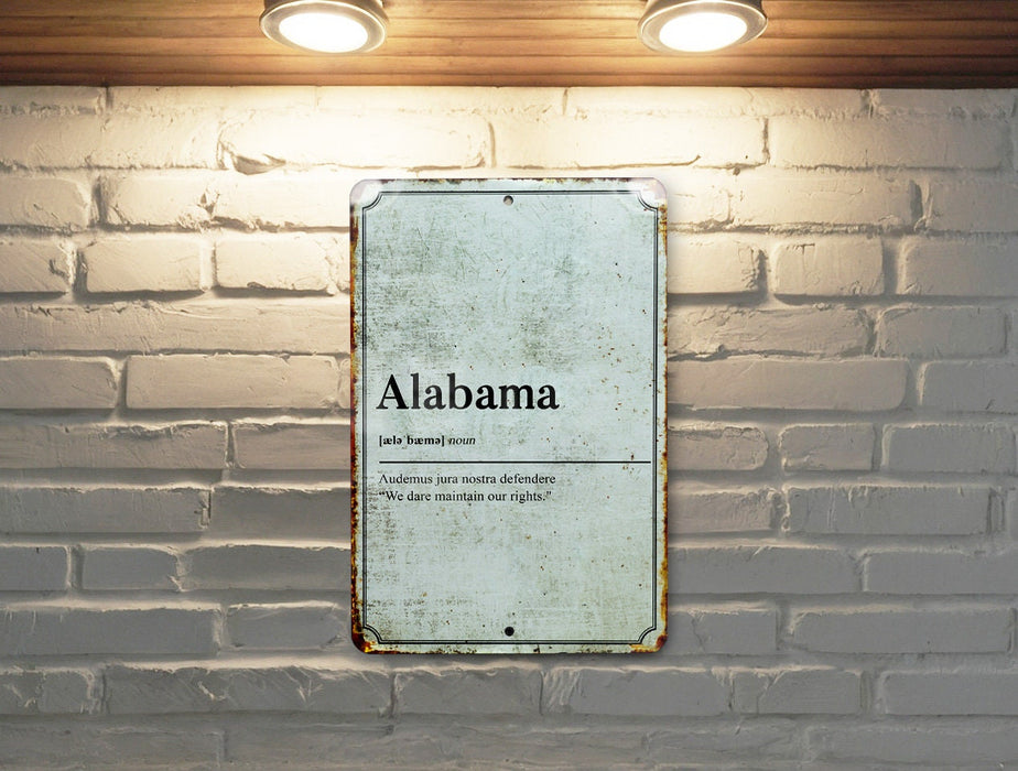 Alabama State Definition - Metal Sign - Wall Decor