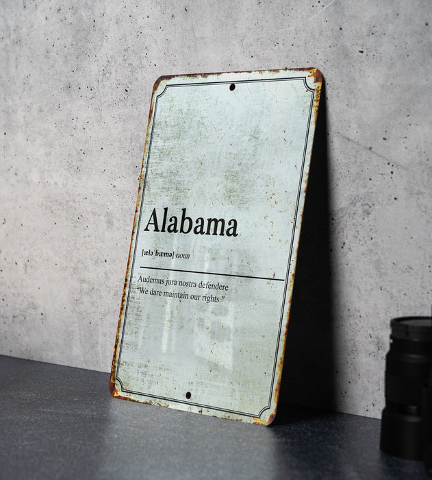 Alabama State Definition - Metal Sign - Wall Decor