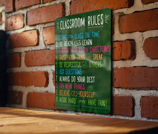 Classroom Rules Metal Sign - Easy to Clean Classroom Decor - Educational - Educational Poster - Teacher - Teacher Sign