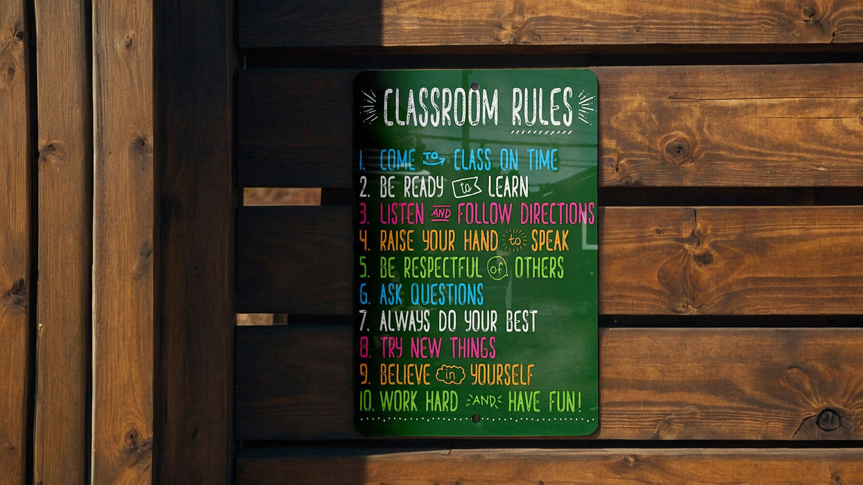 Classroom Rules Metal Sign - Easy to Clean Classroom Decor - Educational - Educational Poster - Teacher - Teacher Sign