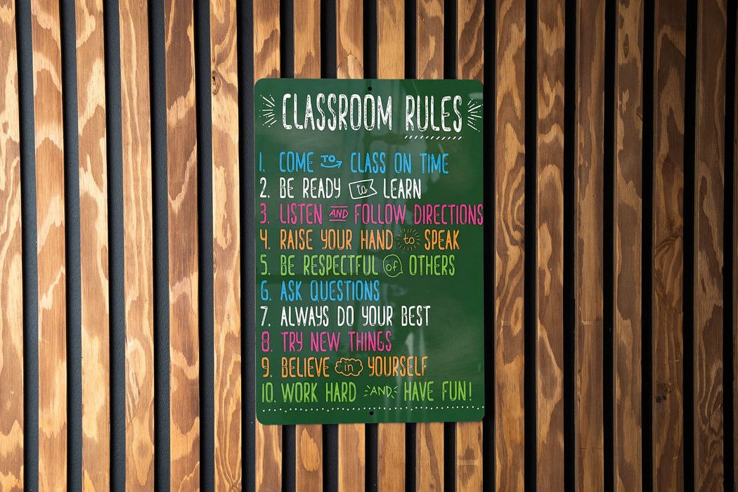 Classroom Rules Metal Sign - Easy to Clean Classroom Decor - Educational - Educational Poster - Teacher - Teacher Sign