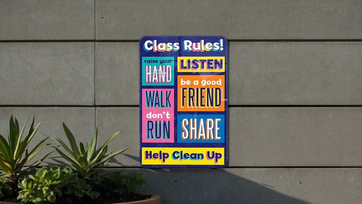 Colorful Classroom Rules Metal Sign - Easy to Clean Classroom Decor - Educational - Educational Poster - Teacher - Teacher Sign