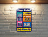 Colorful Classroom Rules Metal Sign - Easy to Clean Classroom Decor - Educational - Educational Poster - Teacher - Teacher Sign