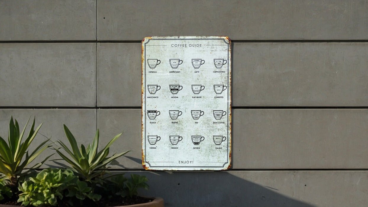 Brewmaster's Guide - Coffee Mixtures Metal Sign - Coffee Shop Decor - Kitchen Decor - Gift for Him/Her - Coffee Guide