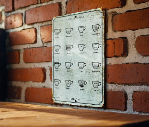 Brewmaster's Guide - Coffee Mixtures Metal Sign - Coffee Shop Decor - Kitchen Decor - Gift for Him/Her - Coffee Guide
