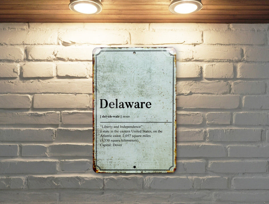 Delaware State Definition - Metal Sign - Wall Decor
