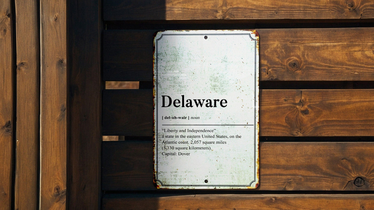Delaware State Definition - Metal Sign - Wall Decor