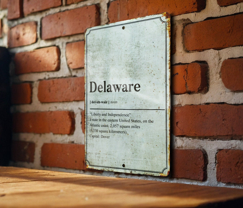 Delaware State Definition - Metal Sign - Wall Decor