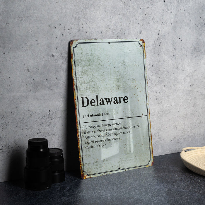 Delaware State Definition - Metal Sign - Wall Decor
