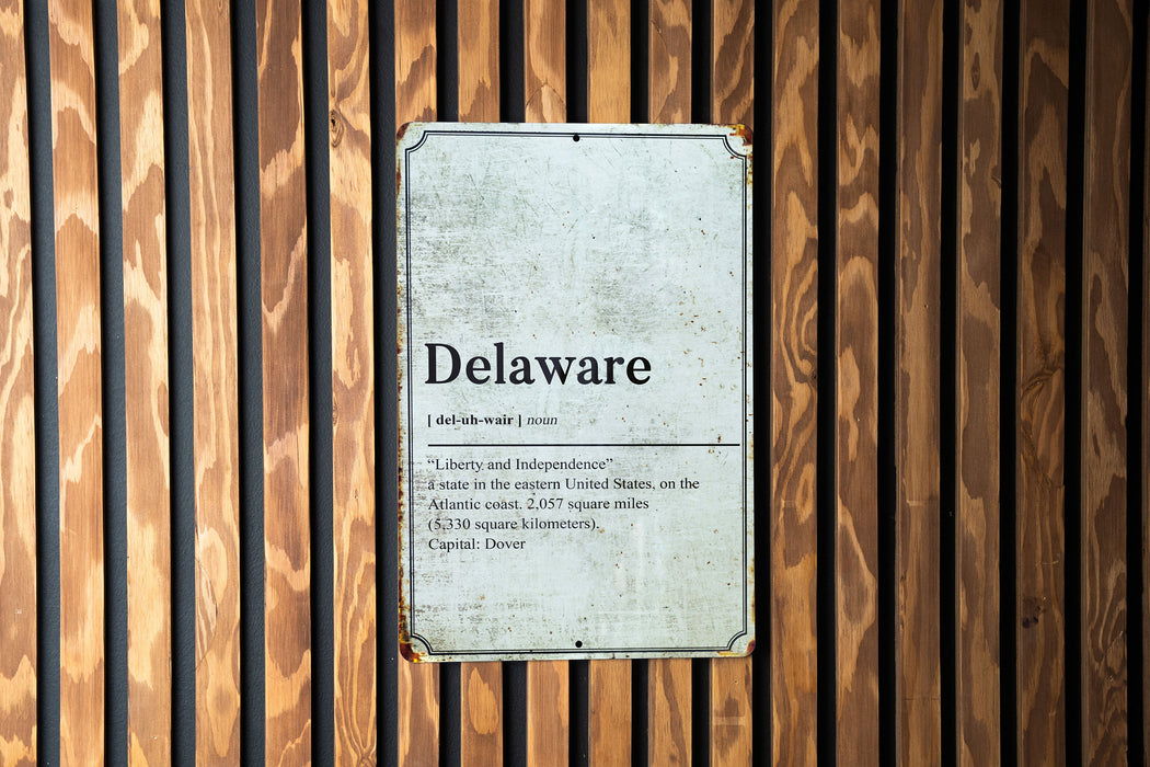 Delaware State Definition - Metal Sign - Wall Decor