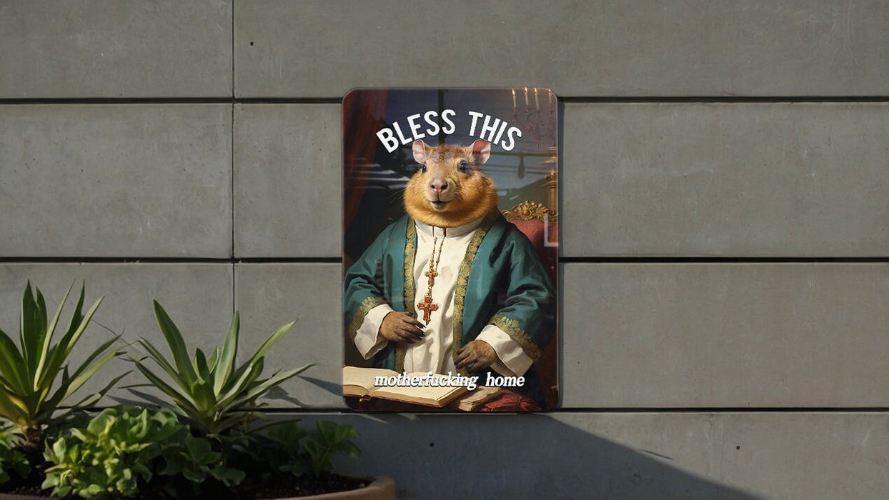 Bless This Motherfucking Home Metal Sign - Edgy Home Blessing, Bold Decor