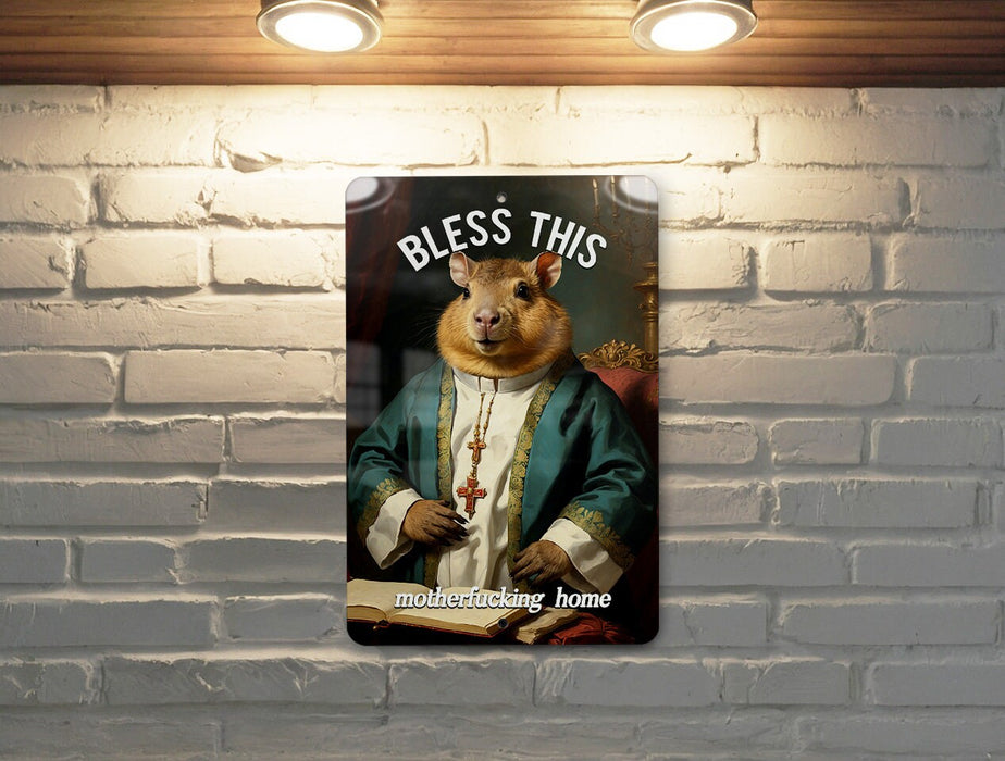 Bless This Motherfucking Home Metal Sign - Edgy Home Blessing, Bold Decor
