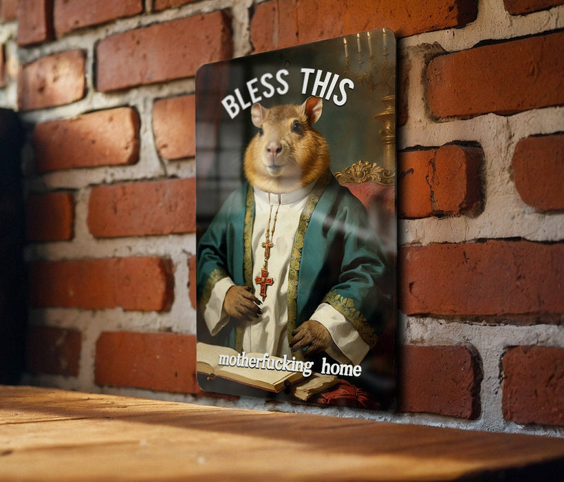 Bless This Motherfucking Home Metal Sign - Edgy Home Blessing, Bold Decor