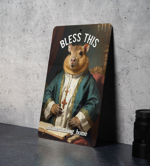 Bless This Motherfucking Home Metal Sign - Edgy Home Blessing, Bold Decor