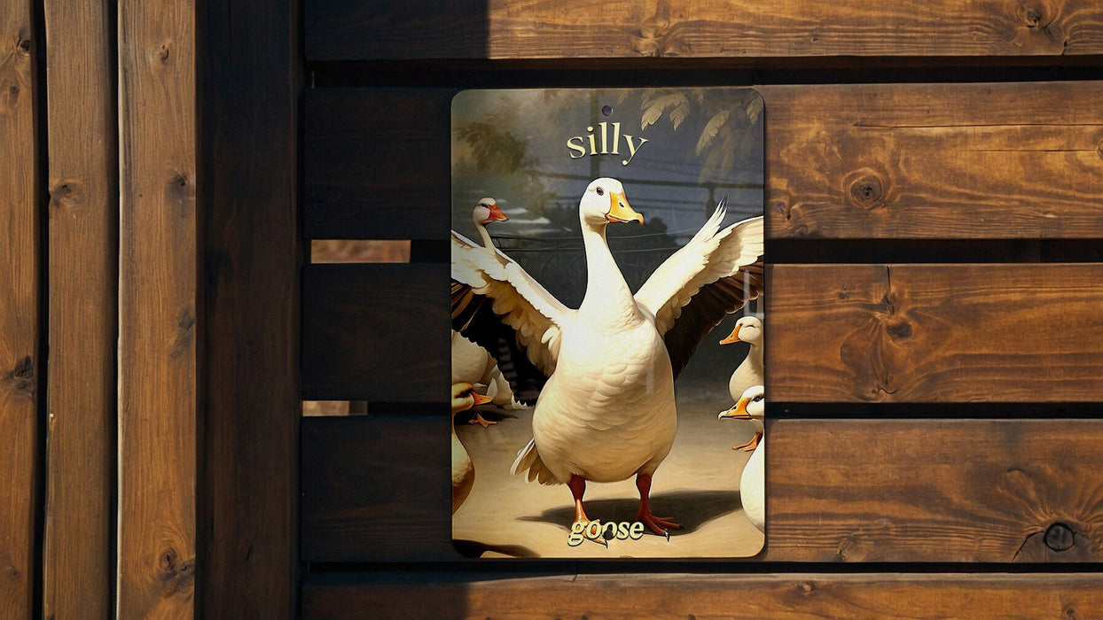 Silly Goose Metal Sign, Playful Goose Decor, Quirky Bird Art, Funny Animal Sign, Whimsical Home Decoration