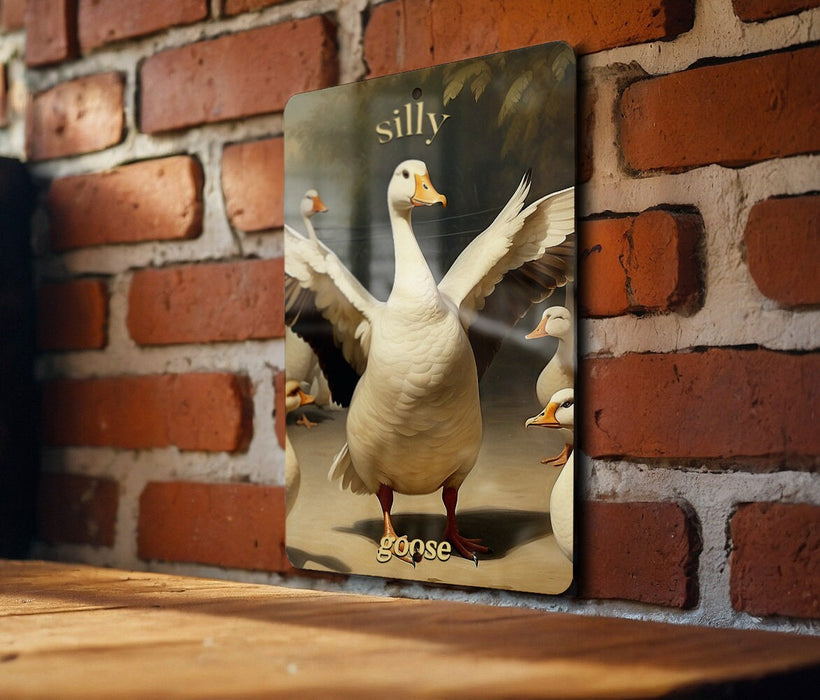 Silly Goose Metal Sign, Playful Goose Decor, Quirky Bird Art, Funny Animal Sign, Whimsical Home Decoration