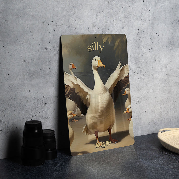 Silly Goose Metal Sign, Playful Goose Decor, Quirky Bird Art, Funny Animal Sign, Whimsical Home Decoration