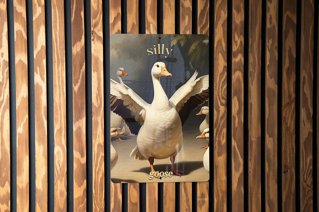 Silly Goose Metal Sign, Playful Goose Decor, Quirky Bird Art, Funny Animal Sign, Whimsical Home Decoration