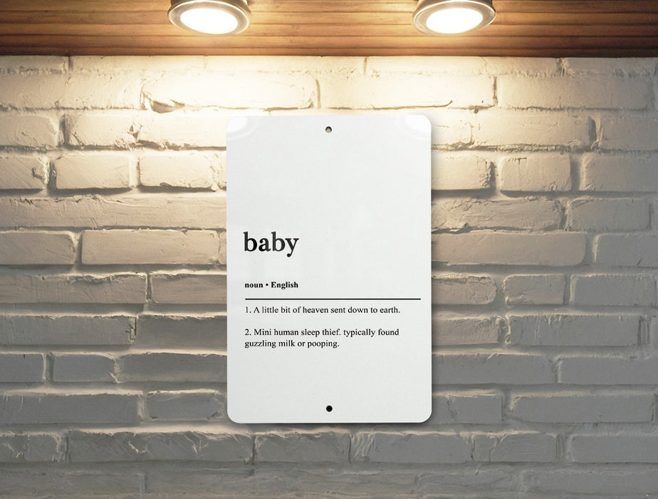 Baby Definition Metal Sign, New Parent Decor, Nursery Humor, Baby Shower Gift, Family Wall Art