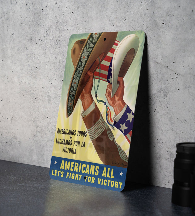 Metal WW2 Texas Art - Metal WW2 Propaganda Poster - Fathers Day Gift - Unique Metal Sign