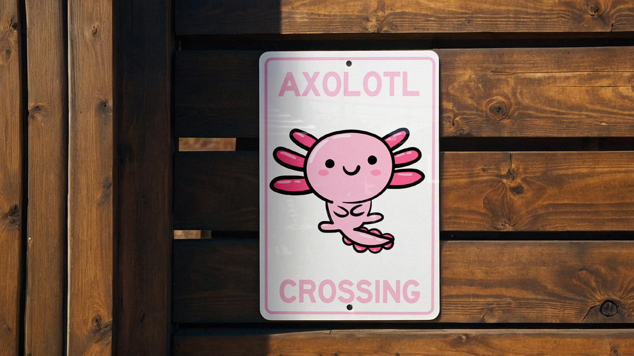 Axolotl Crossing Metal Sign, Cute Pet Decor, Animal Crossing Sign, Unique Home Decor, Wall Art