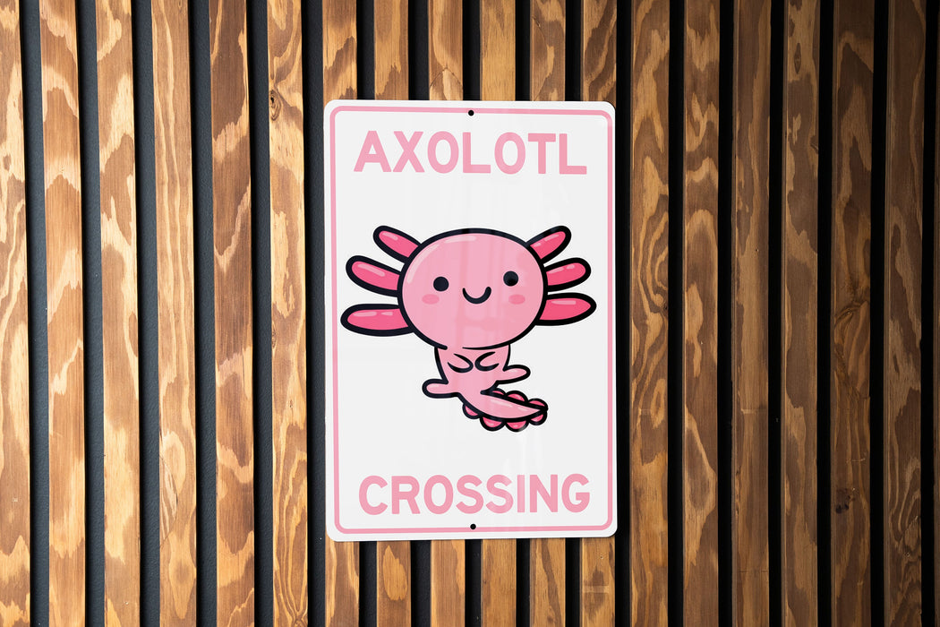 Axolotl Crossing Metal Sign, Cute Pet Decor, Animal Crossing Sign, Unique Home Decor, Wall Art