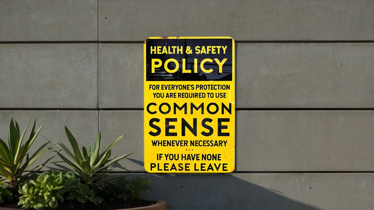 Health and Safety Policy Use Common Sense Metal Sign - Office Decor, Workplace Humor, Safety Sign, Common Sense Reminder, Funny Gift