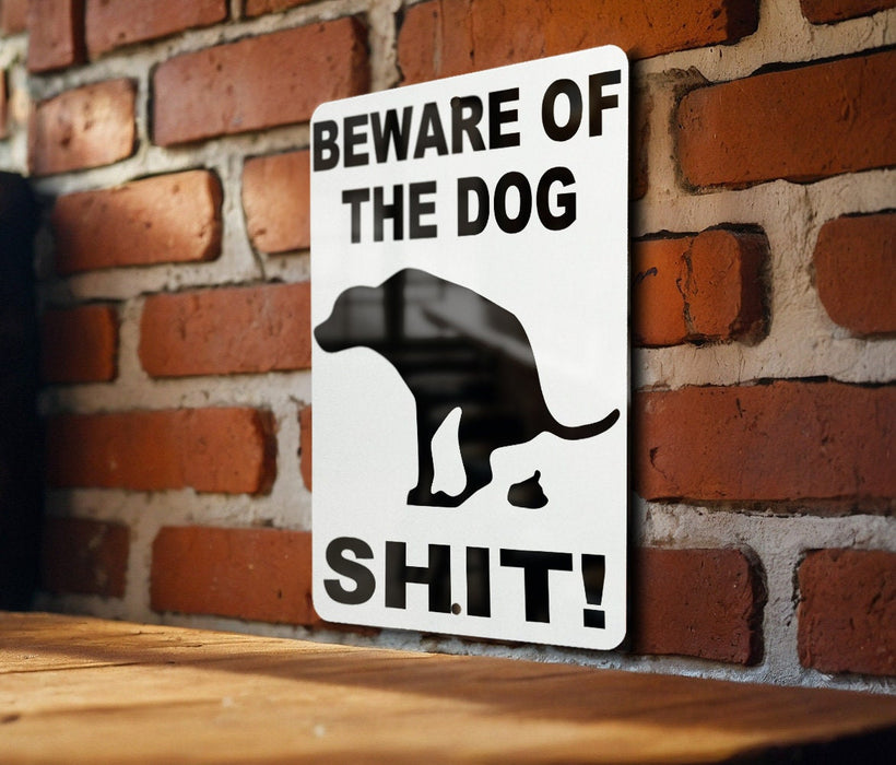 Dog Caution, Funny Sign, Metal Decor, Garden Warning, Pet Humor