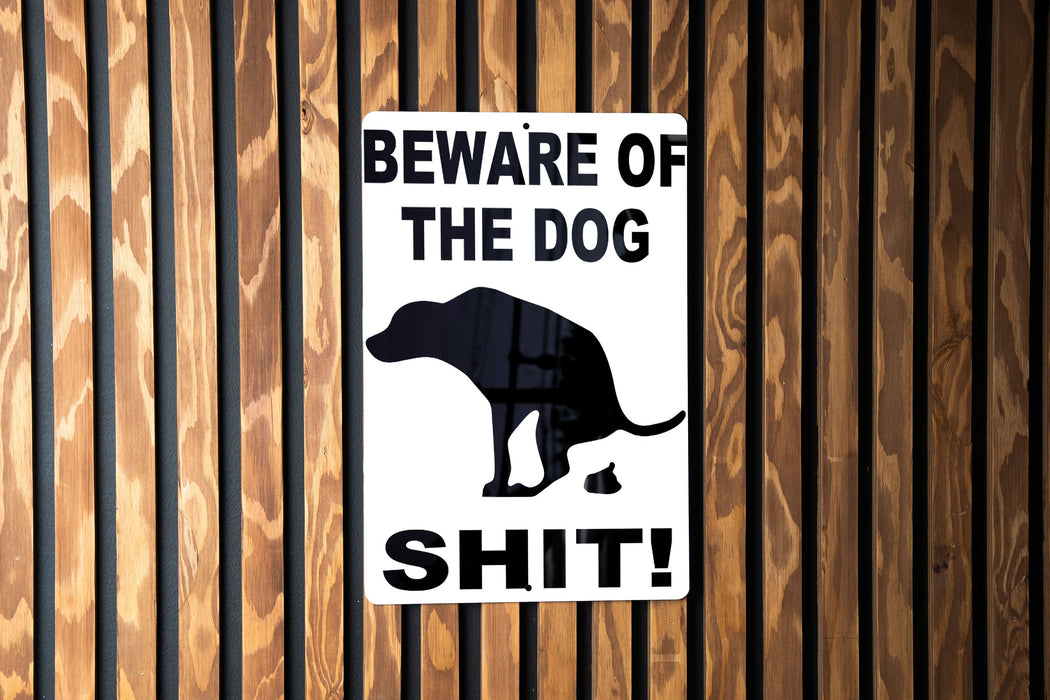 Dog Caution, Funny Sign, Metal Decor, Garden Warning, Pet Humor