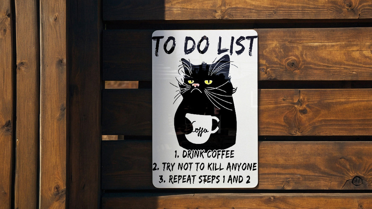 To Do List, Don't Kill Anyone, Coffee Lover, Humor Sign, Unique Decor - Metal Poster