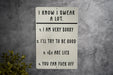 I Know I Swear A Lot Metal Sign - Candid Humor Decor, Sincere Apology (Not Really), Funny Wall Art, Unique Home Sign, Sarcastic Gift