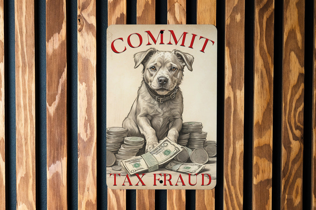 Commit Tax Fraud - Metal Signs - Legal Humor Decor, Dog Lover Gift, Funny Office Sign, Unique Wall Art, Funny Home Decor