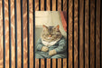 Vintage Retro Sad Fat Cat Metal Sign - Chonker Art, Nostalgic Decor, Whimsical Pet, Quirky Animal, Home Wall Accent