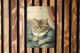 Vintage Retro Sad Fat Cat Metal Sign - Chonker Art, Nostalgic Decor, Whimsical Pet, Quirky Animal, Home Wall Accent