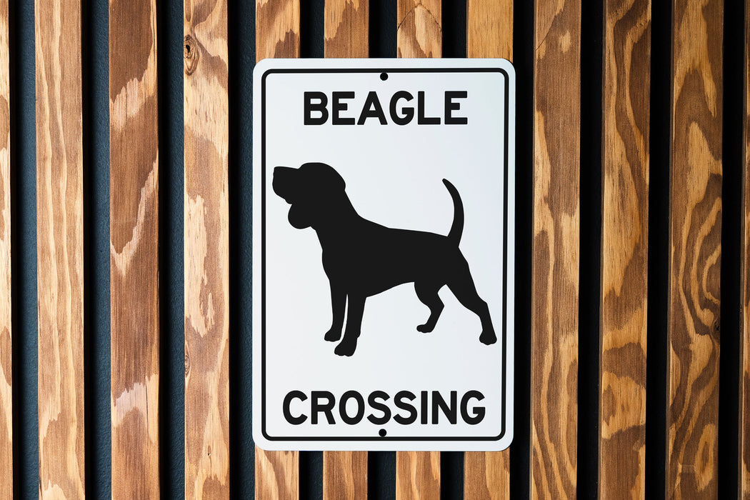 Beagle Crossing Metal Sign, Dog Lover Gift, Pet Safety Sign, Outdoor Decor, Home Accessory