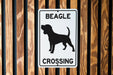 Beagle Crossing Metal Sign, Dog Lover Gift, Pet Safety Sign, Outdoor Decor, Home Accessory