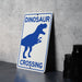 Dinosaur Crossing Metal Sign, Prehistoric Decor, Kids Room Accessory, Unique Garden Sign, Wall Art