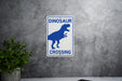 Dinosaur Crossing Metal Sign, Prehistoric Decor, Kids Room Accessory, Unique Garden Sign, Wall Art