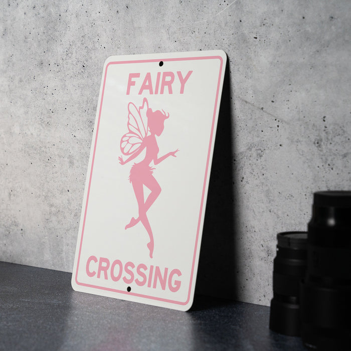Fairy Crossing Metal Sign, Enchanted Garden Decor, Fantasy Wall Art, Magical Home Accessory, Unique Gift