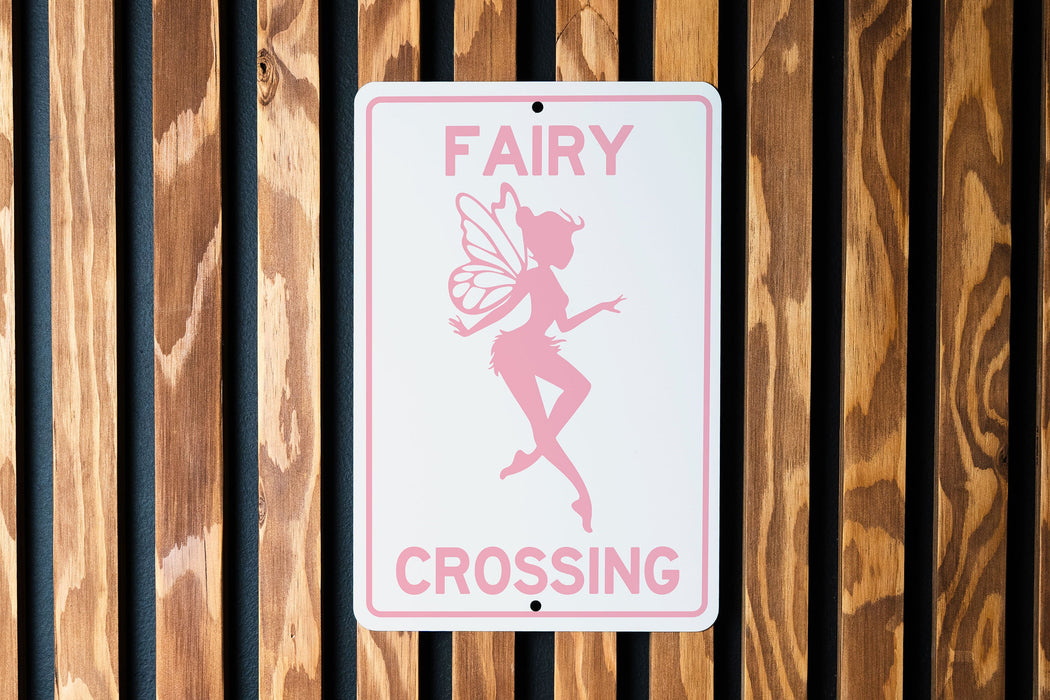 Fairy Crossing Metal Sign, Enchanted Garden Decor, Fantasy Wall Art, Magical Home Accessory, Unique Gift