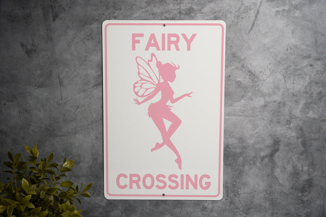 Fairy Crossing Metal Sign, Enchanted Garden Decor, Fantasy Wall Art, Magical Home Accessory, Unique Gift