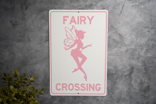 Fairy Crossing Metal Sign, Enchanted Garden Decor, Fantasy Wall Art, Magical Home Accessory, Unique Gift