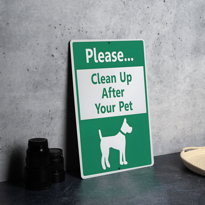 Dog Waste Sign - Eco Metal, Responsible Pet, Outdoor Etiquette