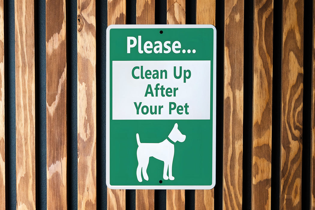 Dog Waste Sign - Eco Metal, Responsible Pet, Outdoor Etiquette