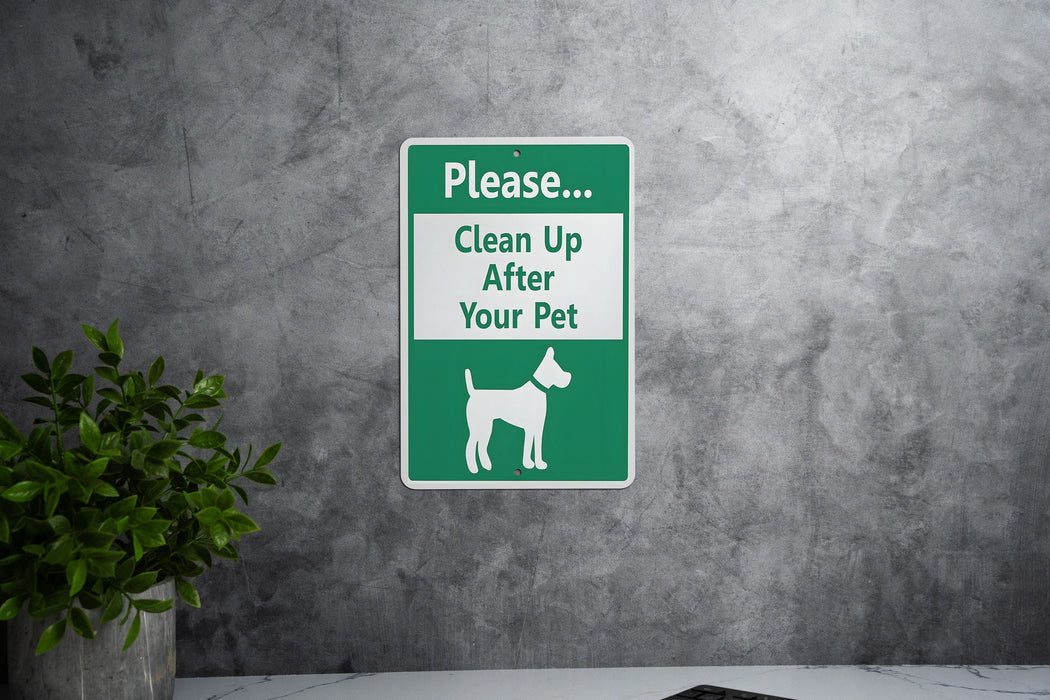 Dog Waste Sign - Eco Metal, Responsible Pet, Outdoor Etiquette