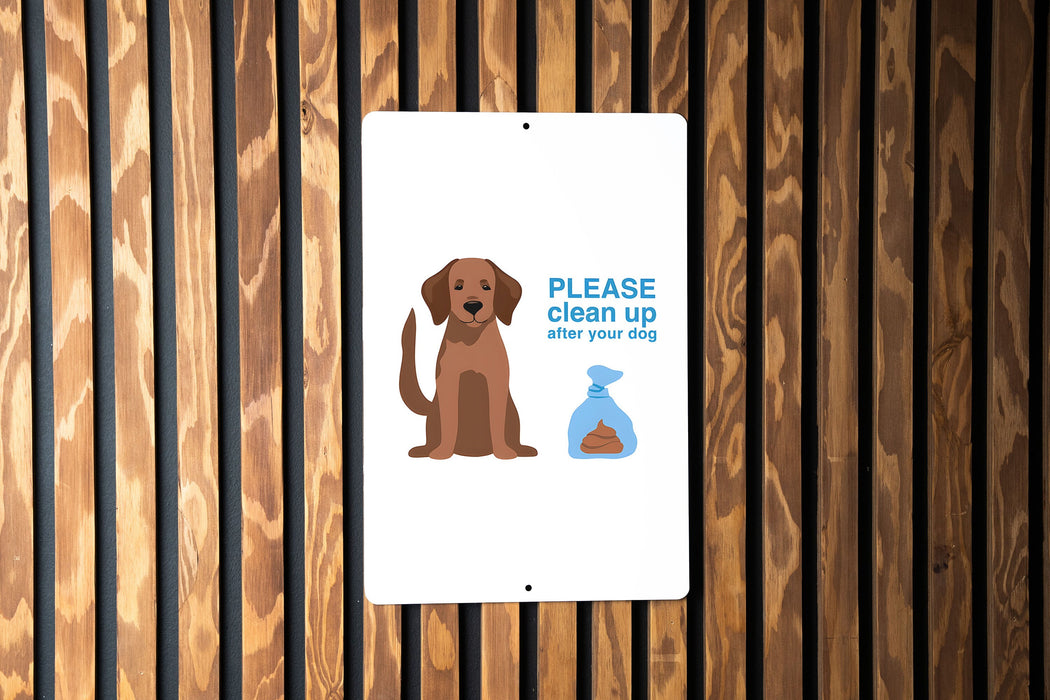 Clean Up After Dog Metal Sign - Pet Care, Eco-Friendly, Yard Decor