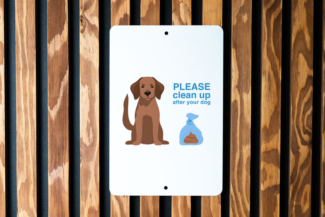 Clean Up After Dog Metal Sign - Pet Care, Eco-Friendly, Yard Decor