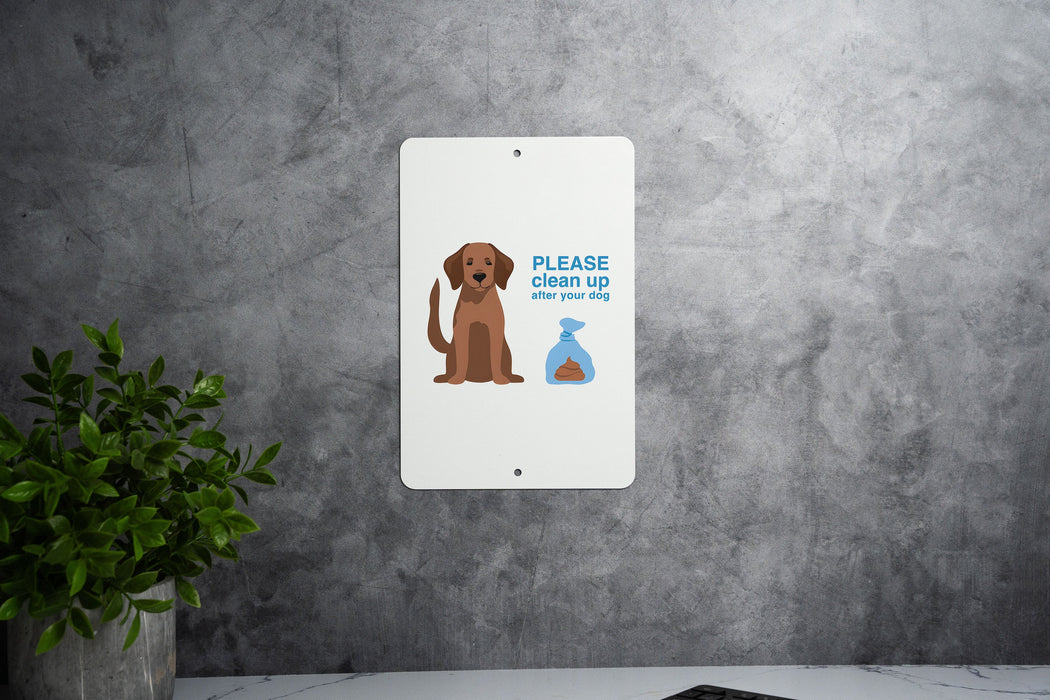 Clean Up After Dog Metal Sign - Pet Care, Eco-Friendly, Yard Decor